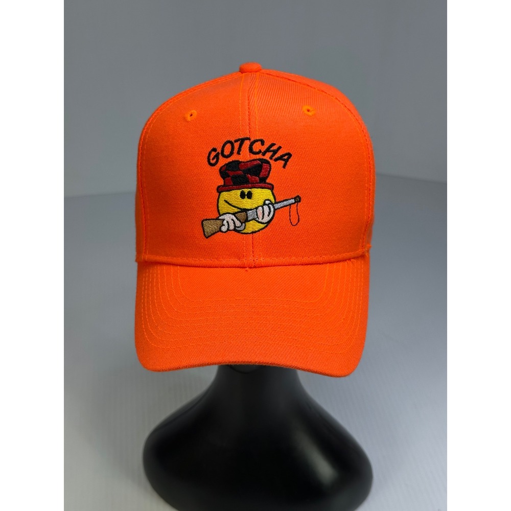Otto Gotcha Smiley Face Hunting Rifle Blaze Orange Snapback Hat Cap 50-137